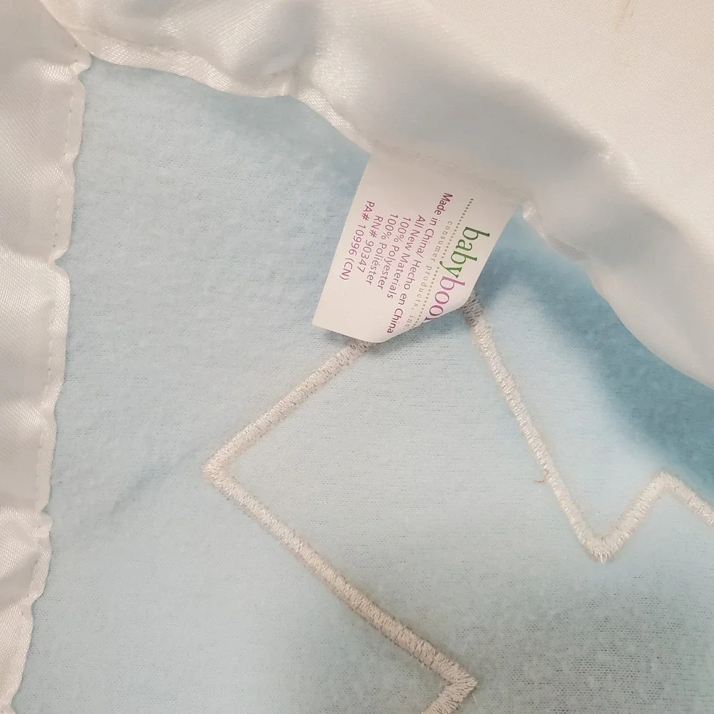 Baby Boom Lovey Security Blanket White Angel Bear Satin Like Cross Trim Religion